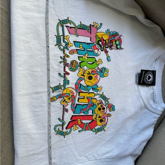 Thrasher Magazine DEVILS MUSIC LOGO Skateboard T Shirt WHITE Skulls Floral Small - Picture 6 of 6